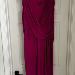 Ralph Lauren Pink Asymmetrical Cowl Neck Gown
